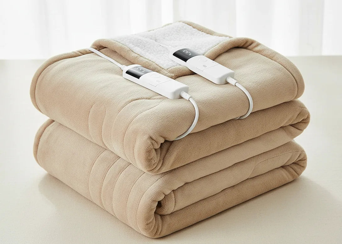 Cozia™ - Couverture Chauffante Flanelle & Sherpa