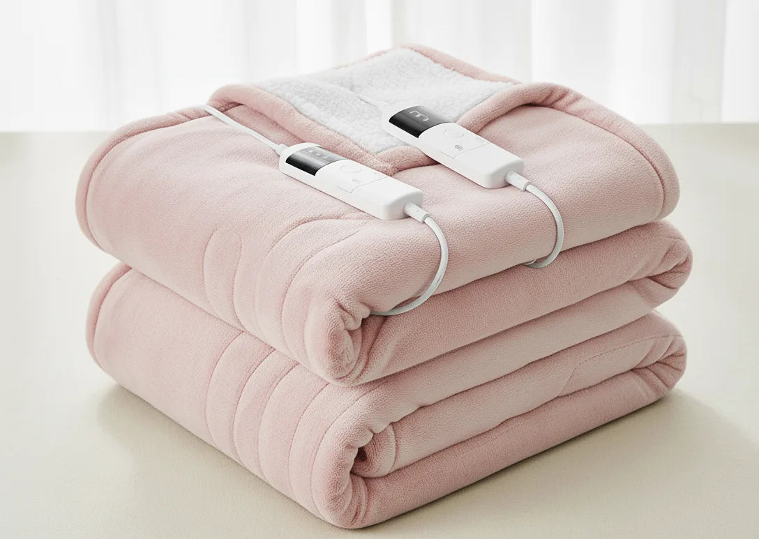 Cozia™ - Couverture Chauffante Flanelle & Sherpa
