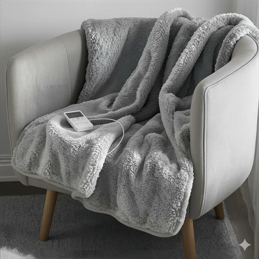 Cozia™ - Couverture Chauffante Flanelle & Sherpa