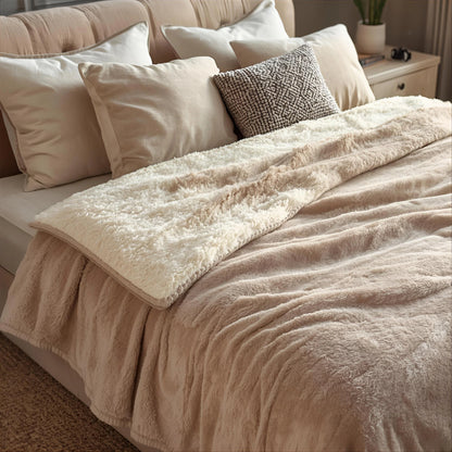 Cozia™ - Couverture Chauffante Flanelle & Sherpa