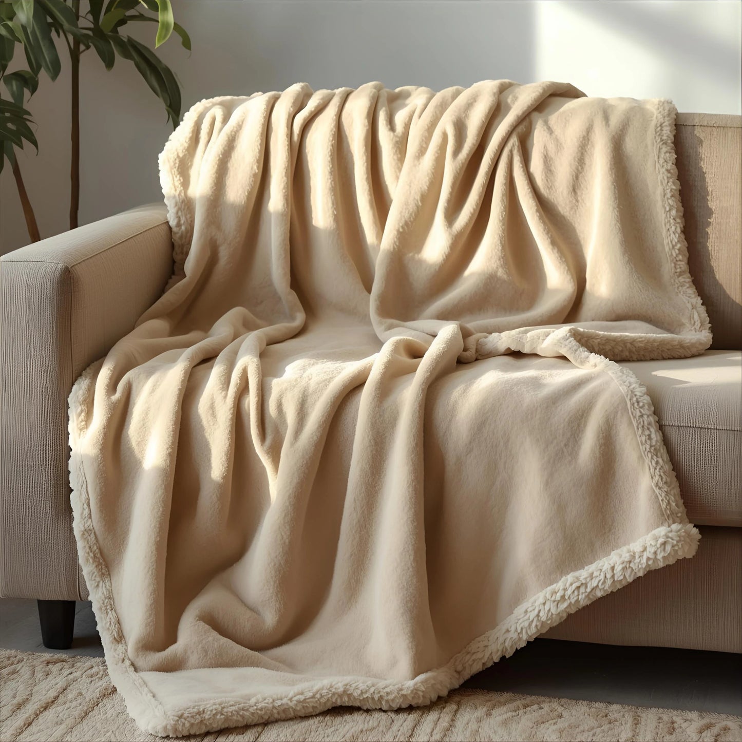 Cozia™ - Couverture Chauffante Flanelle & Sherpa